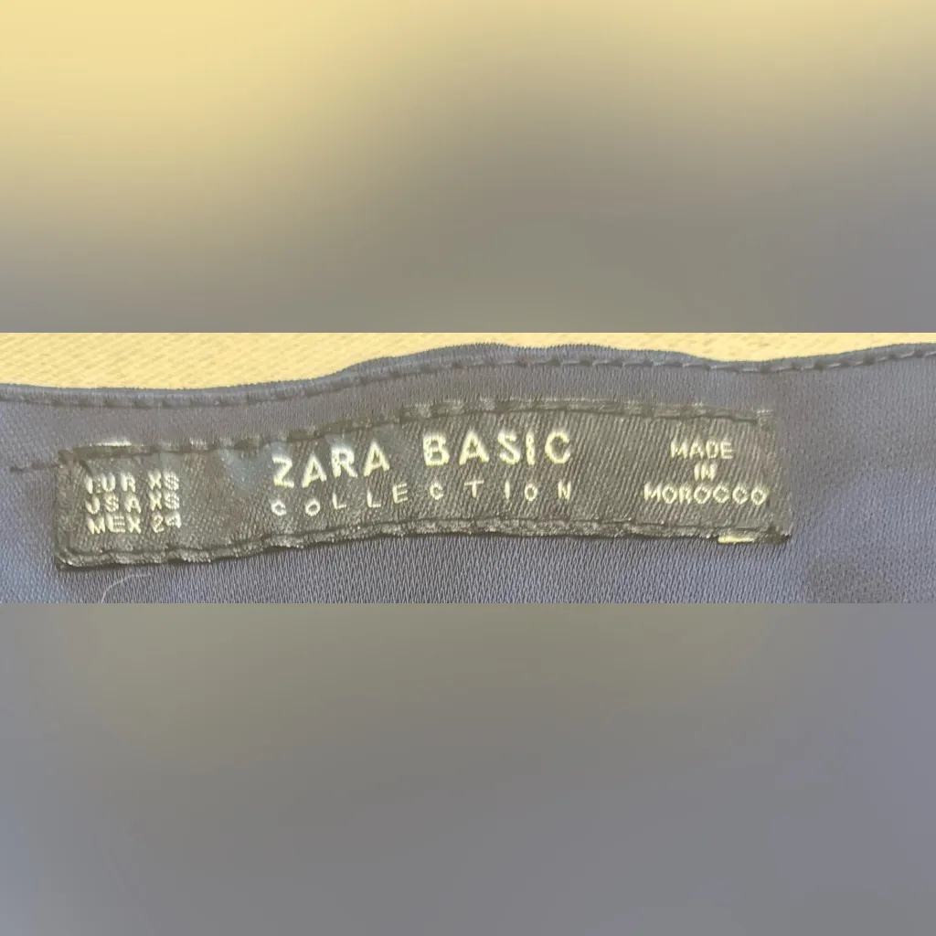 Zara Basic Women's XS Wrap Skirt Slit Midi Flowy Ruffles Navy Blue Bow - Image 3