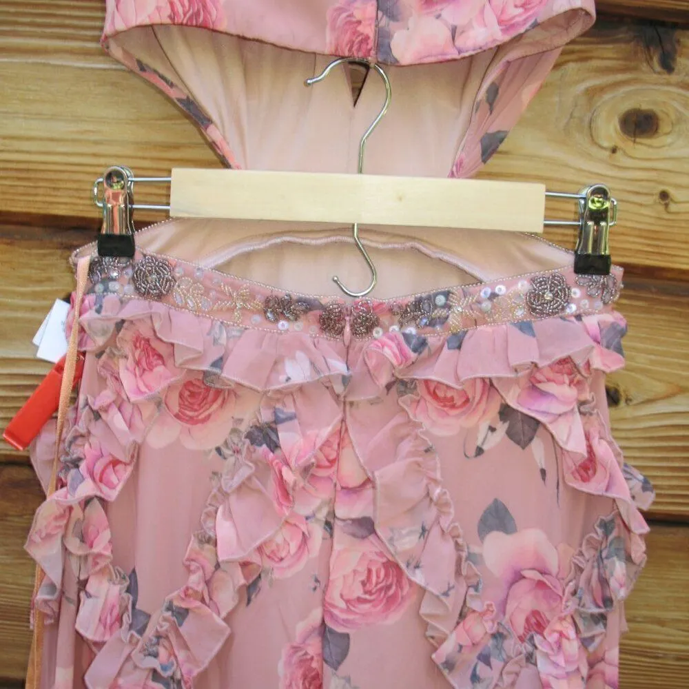 NWT Mac Duggal 9152 Ruffle Cut Out Floral Gown Dress - Image 12