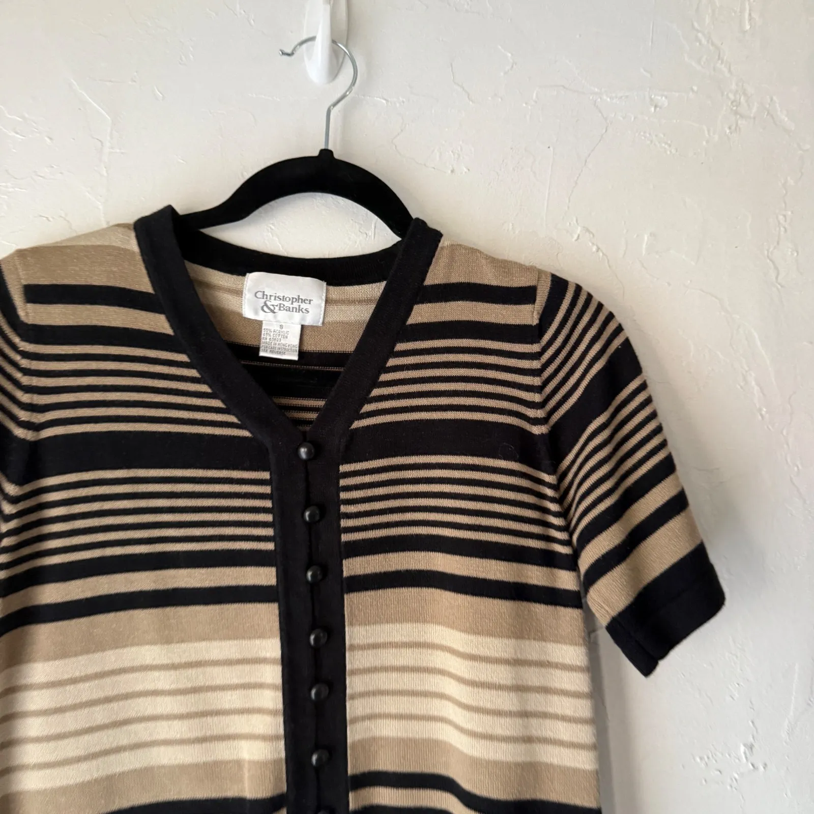 Christopher Banks Vintage Y2k Striped Button Up Cardigan S Whimsigoth Grunge - Image 2