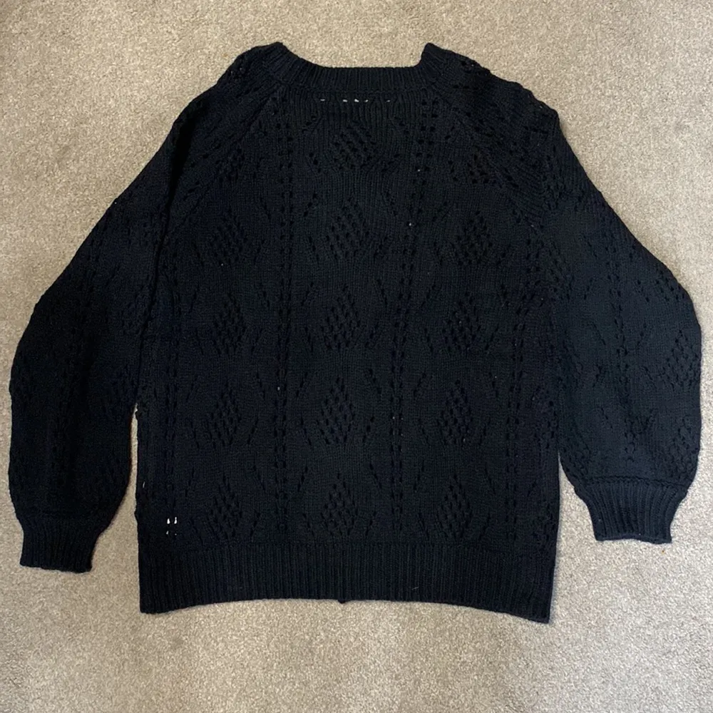 SHEIN Black Crochet Button Down Cardigan Size M - Image 2