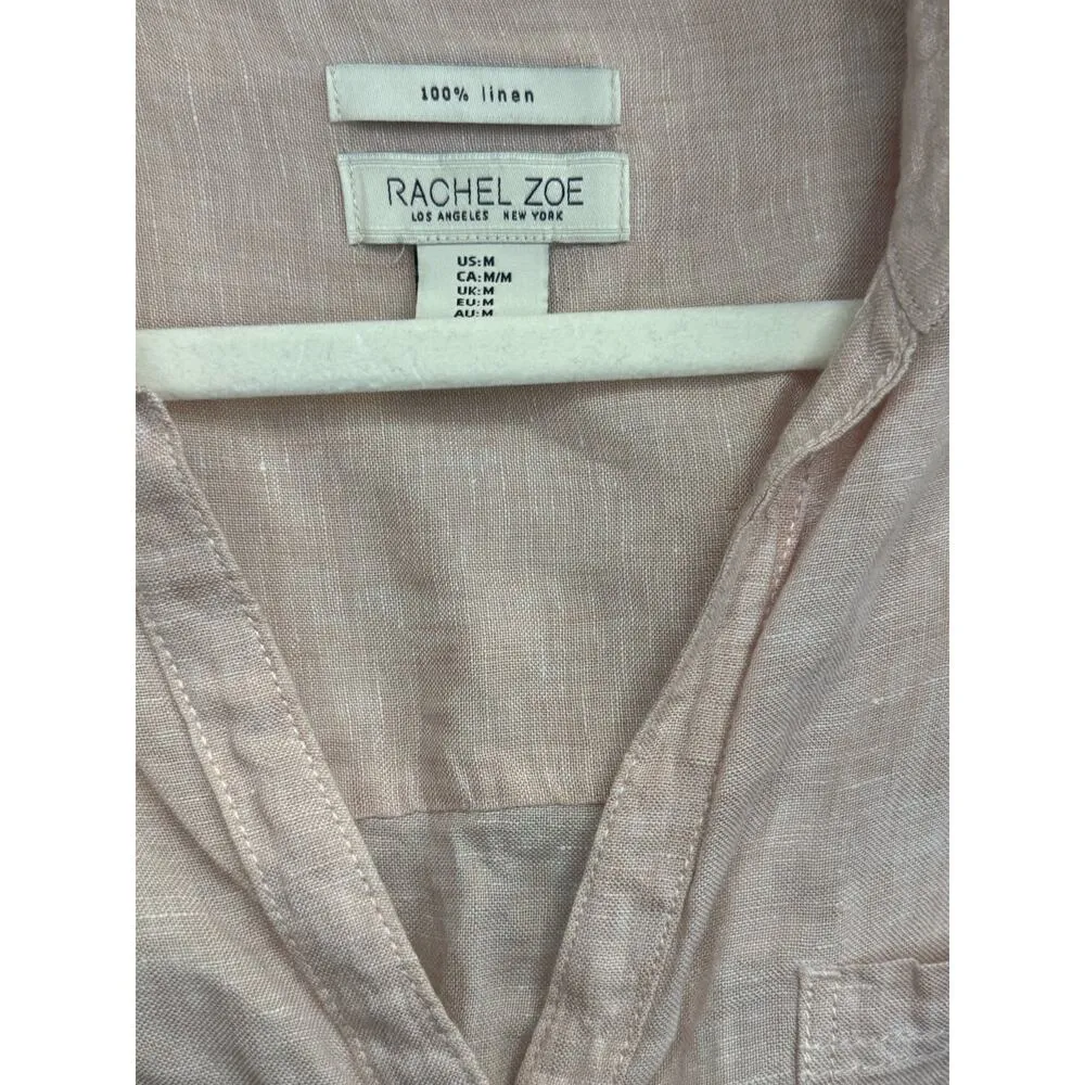 100% Linen Rachel Zoe Pink Linen Button Down Top - Image 2