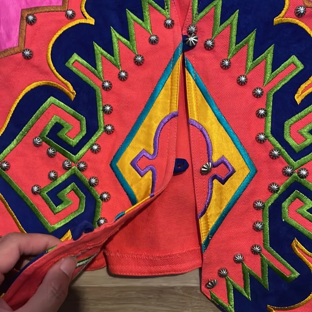 Vintage Hairston Roberson Ropa Southwestern Vest sz 12 Pink - Image 4