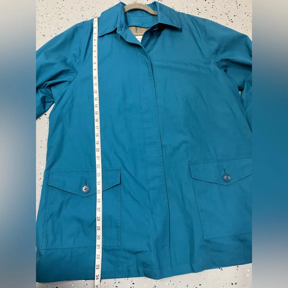London Fog Towne Vintage Lined Coat Jacket Trench pockets‎ women’s blue size 14 - Image 13