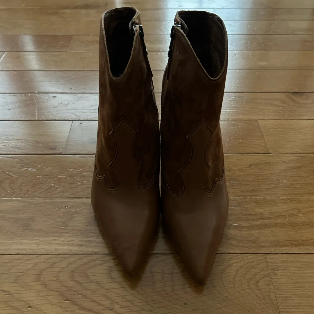 Sam Edelman Bradley Saddle Suede Leather Heeled Boots Women Size 10 - Image 6