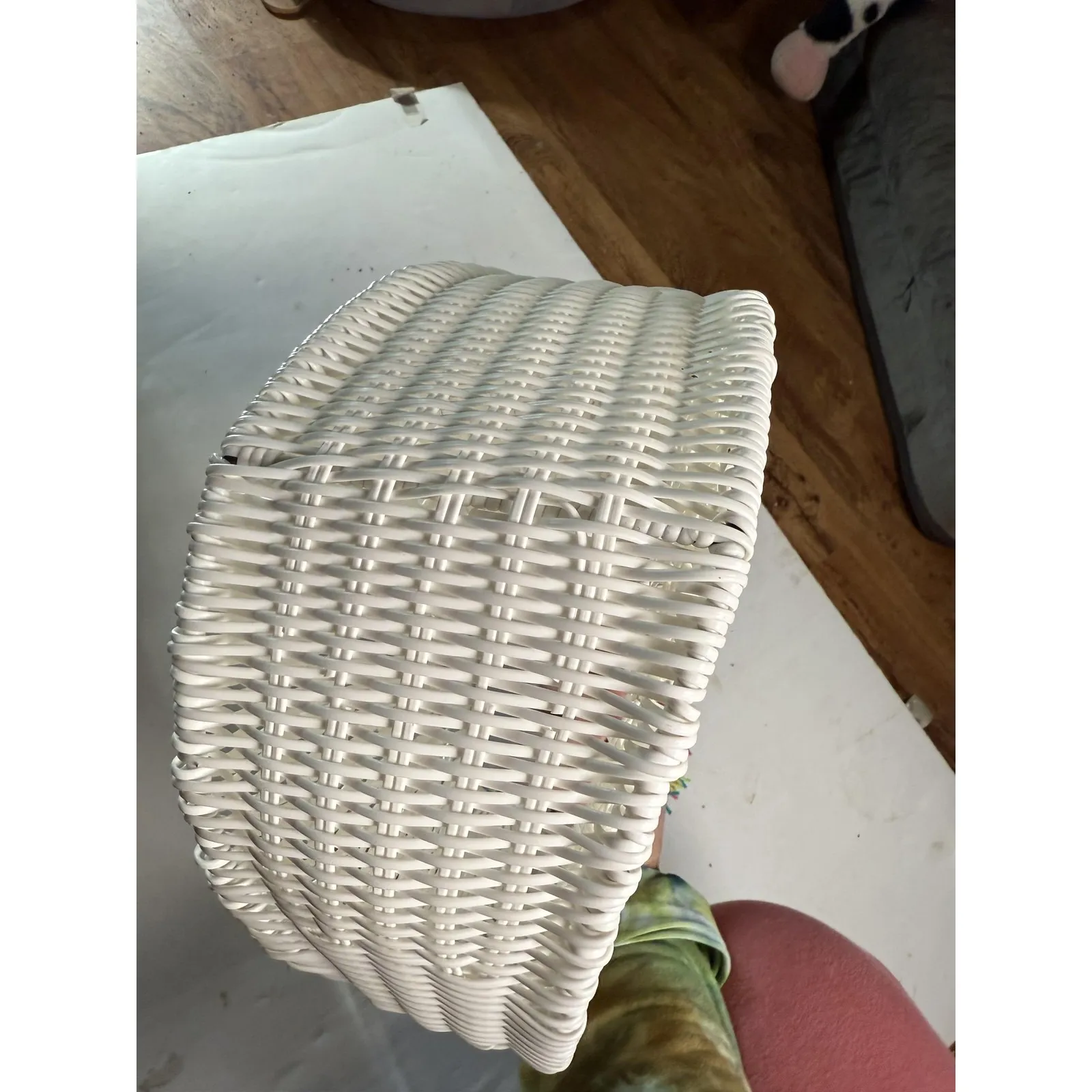 Handwoven White Wicker Purse Womens Medium Circle Bag Colorful Tassel Boho Beach - Image 5