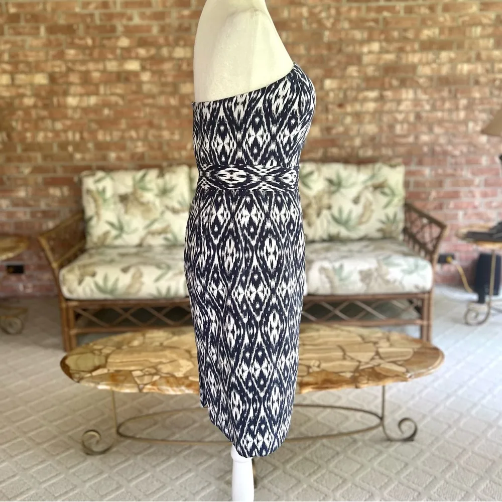 Banana Republic Navy Blue Ikat Strapless Dress 4 - Image 9