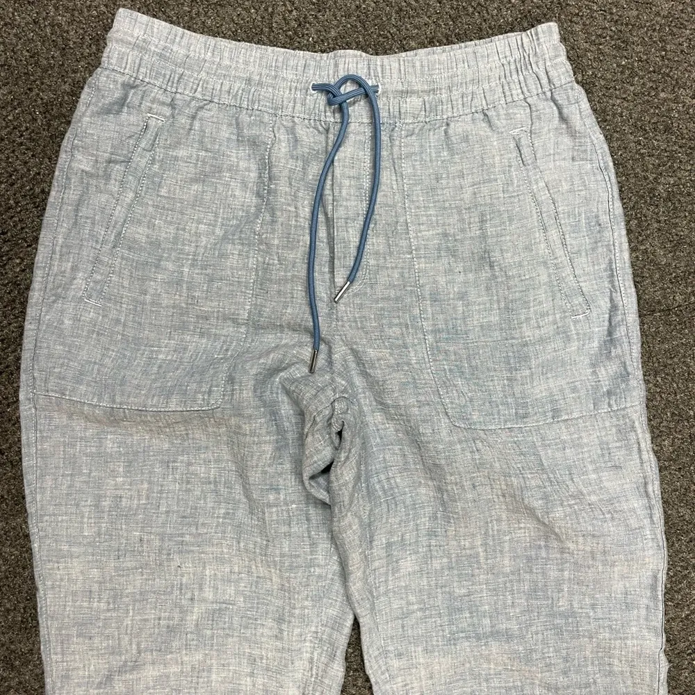 Athleta Blue Cabo Linen Joggers Sz 6 Beach Resortwear Drawstring Pullon - Image 2