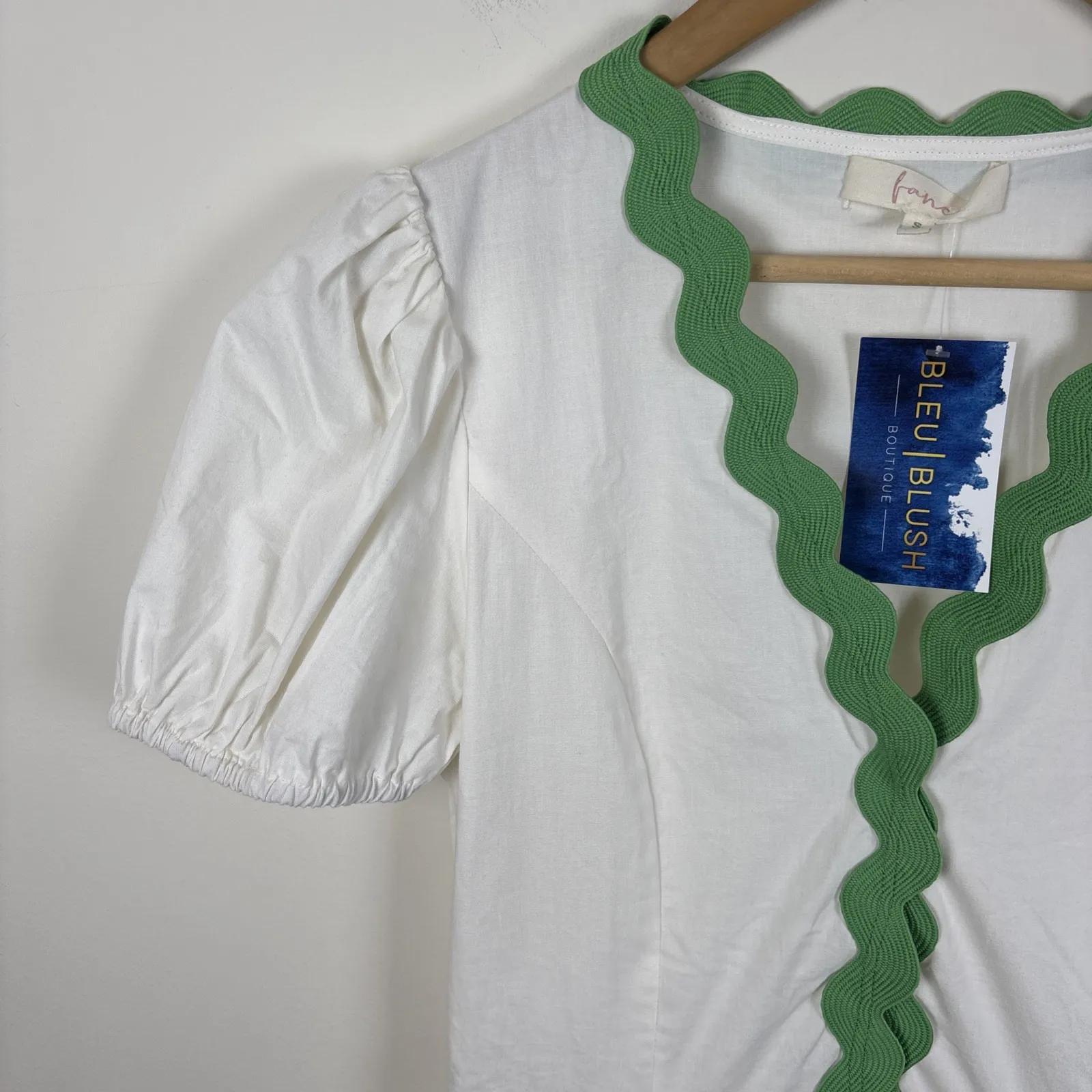 Fanco Dress Womens Sz S New White The Westerly Midi Ricrac Trim Tiered Cotton - Image 6