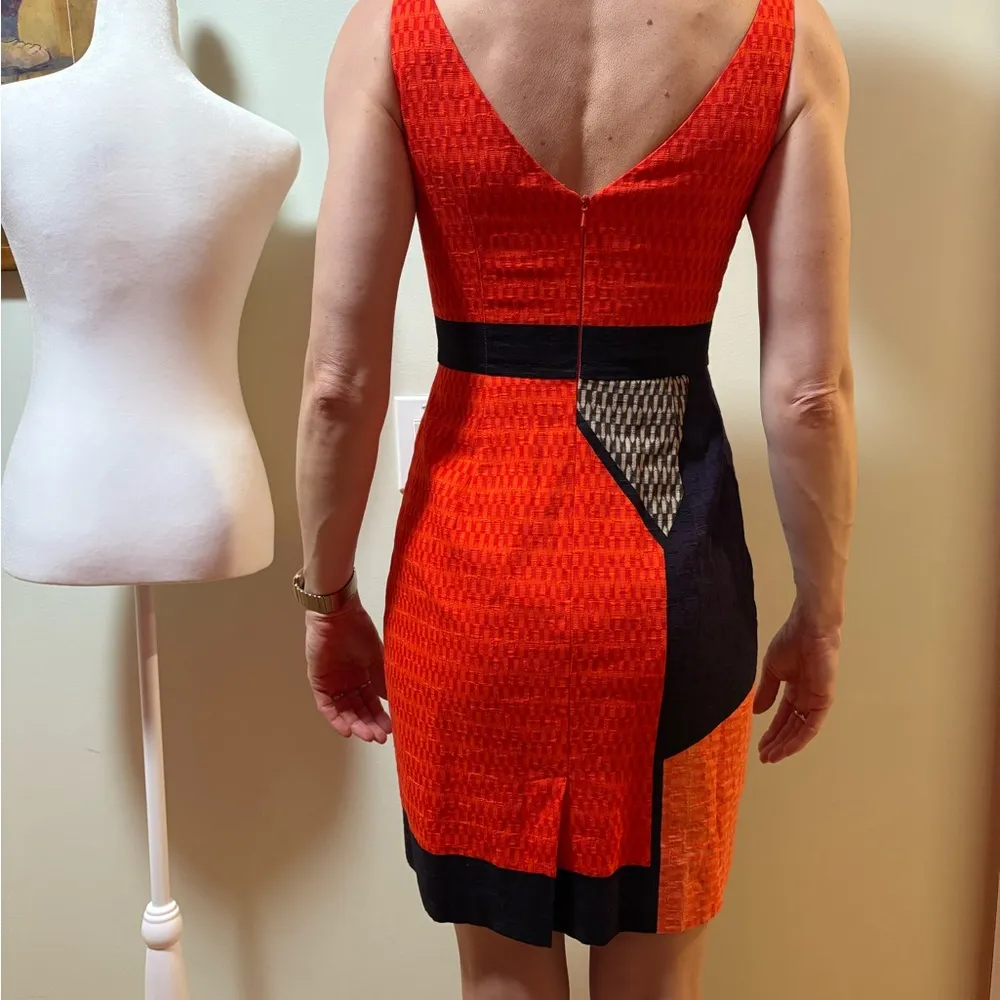 Anthropologie Tabitha color block mini  dress red black sz 2 - Image 3
