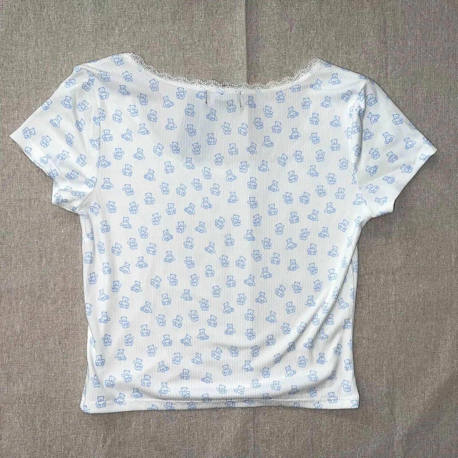 Just Polly | NWT Cropped Teddy Bear Tee | Large White - Image 2
