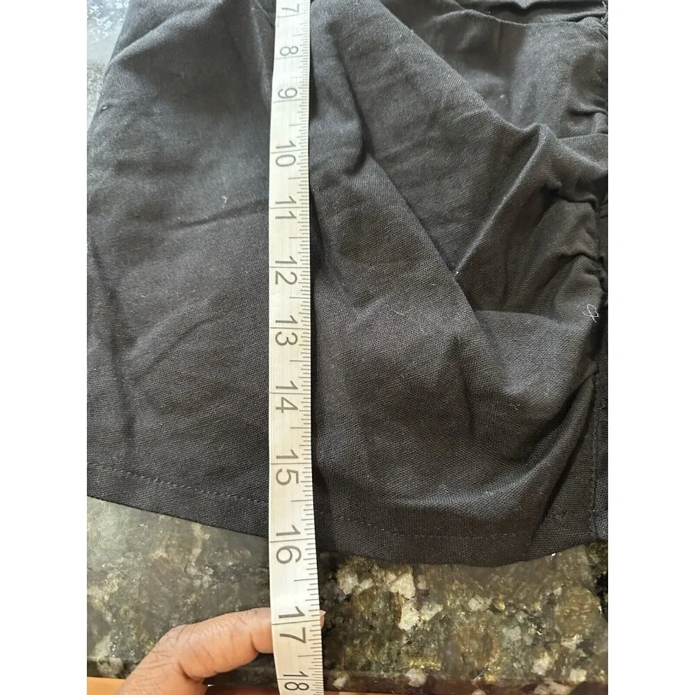 Etophe Studios Linen Cotton Blend Ruffle Mini Skirt Lined Black Size M NWT - Image 8