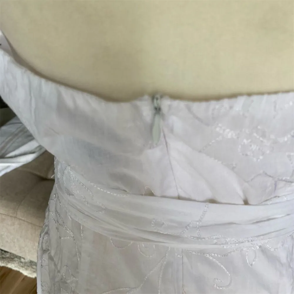 Bisou Bisou White Eyelet Halter Fit-and-Flare Dress Size 10 Casual Summer - Image 4