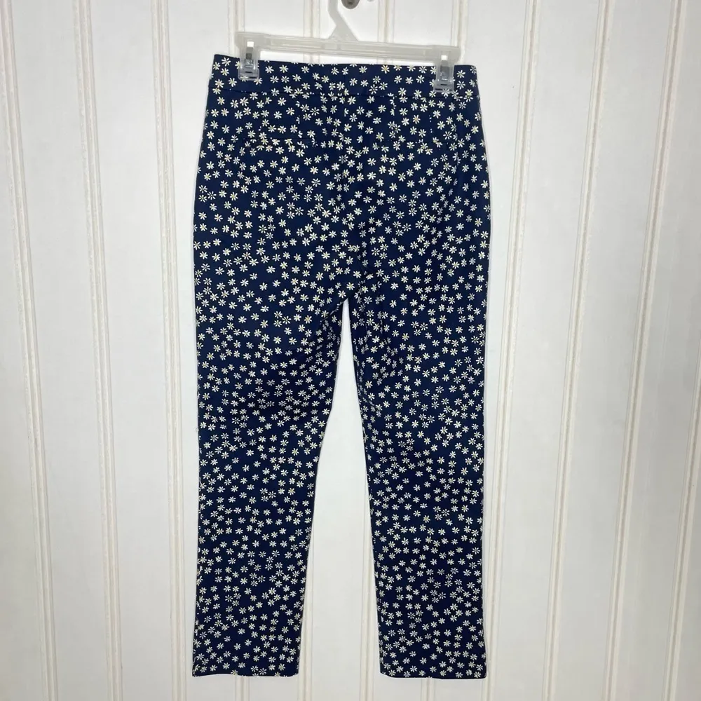 Boden RICHMOND Navy Blue Mimosa Floral Daisy Print Ankle Pants 022 Size 4 - Image 6