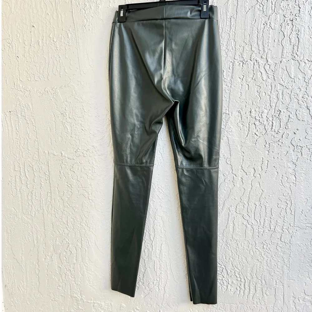 $495 Wolford High Rise Vegan Leather Estella Pull On Leggings Gray Women's US 10 - Image 5