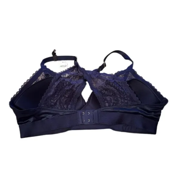 Aerie Real Power Balconette Navy Blue Floral Lace‎ Bra Sz 36D NEW - Image 2