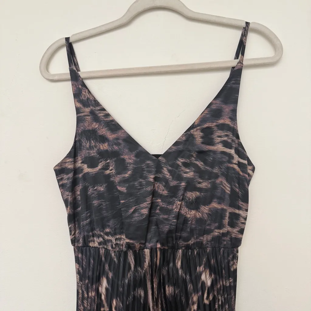 AllSaints Jinx Pleated Animal Print Midi Dress - Image 3