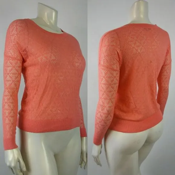 MADEWELL Orange XS See Through Long Sleeve Top - Image 2