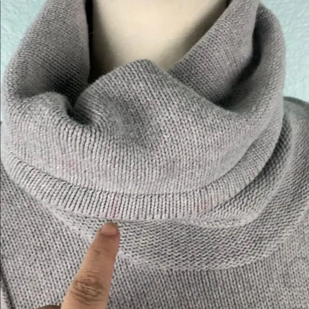 Market Spruce Cable Knit Cowl Neck Sweater M Grey Long Sleeve Turtleneck - Image 6