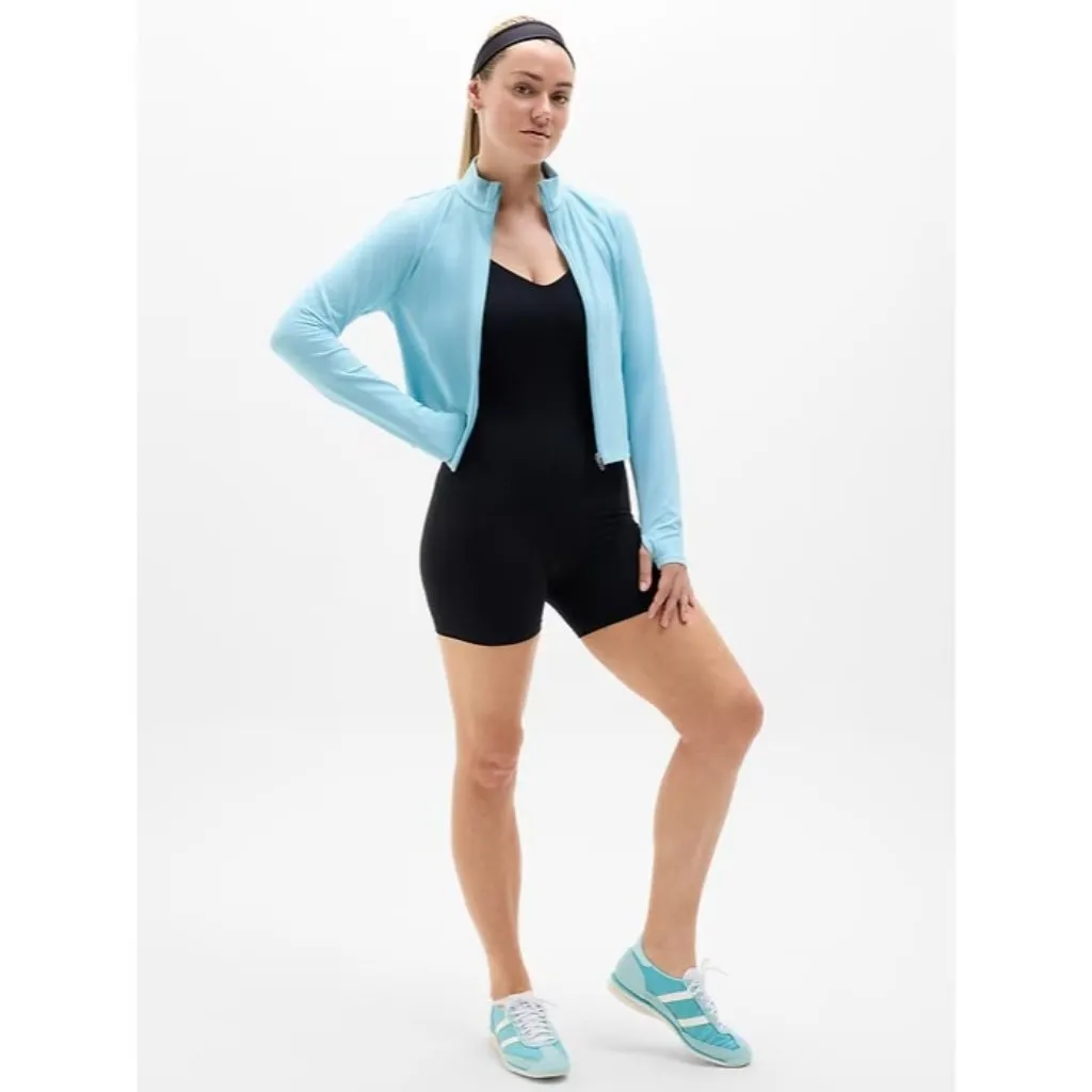 New Athleta S Salutation Crop Jacket Aqua Blue Small Regular - Image 5