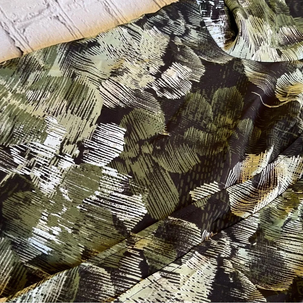 Croft & Barrow 2X Button Up Shirt Blouse Loose Fit Print Short Sleeve Career - Image 2