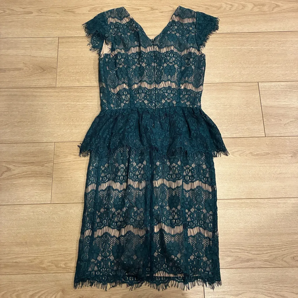 Maeve x Anthropologie Elsa Lace Peplum Pencil Dress Short Sleeve Size XS - Image 8