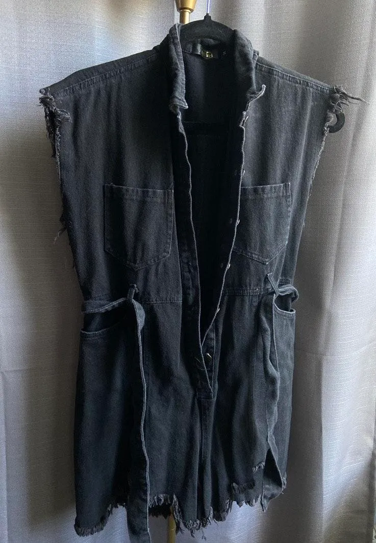 Nasty Gal Black Denim Romper - Image 2