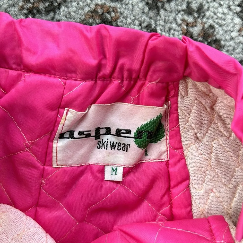 Vintage Aspen Ski Wear Two Piece Snow Ski Suit Hot Pink Medium - Image 14