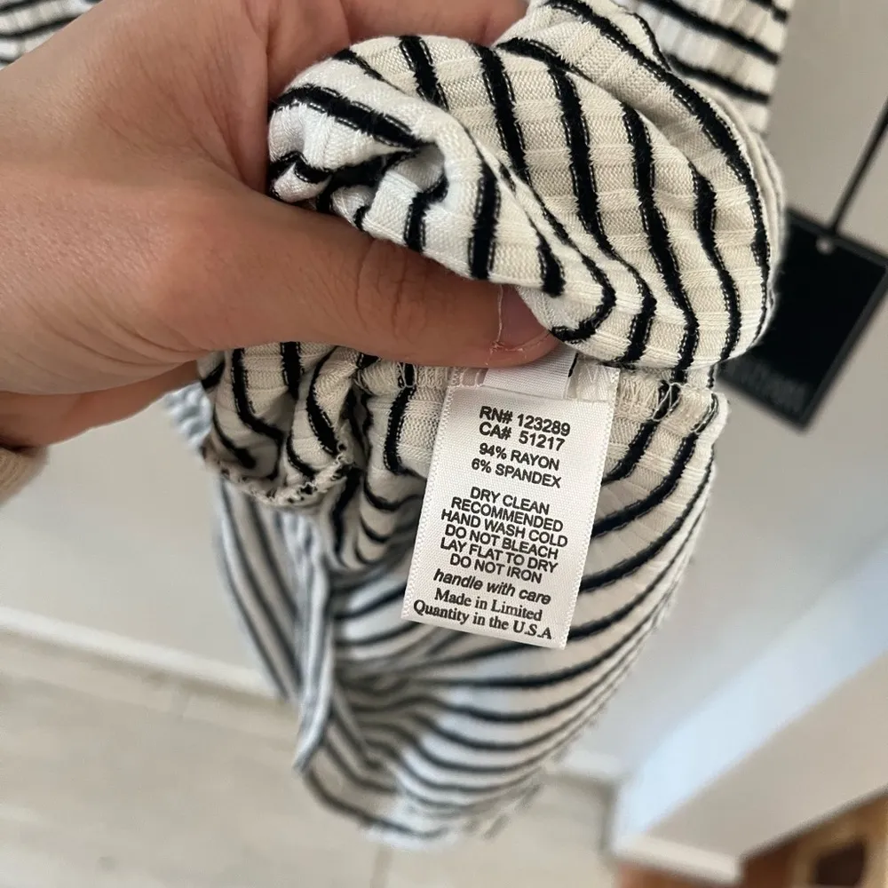 Revolve Michael Lauren Ribbed Black White Striped T Shirt Dress XS - Image 5