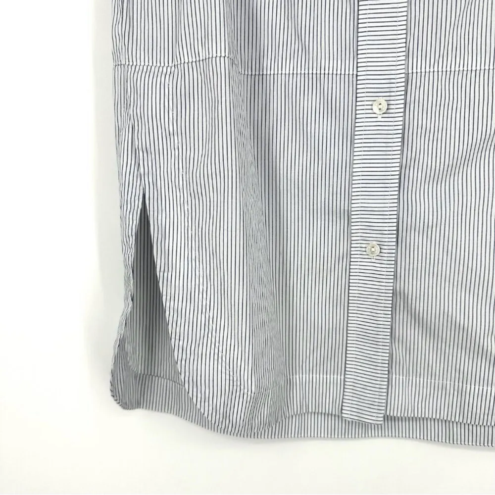 Vince Striped Sleeveless Tunic Blouse Top Shirt Button Down Medium White Black - Image 3