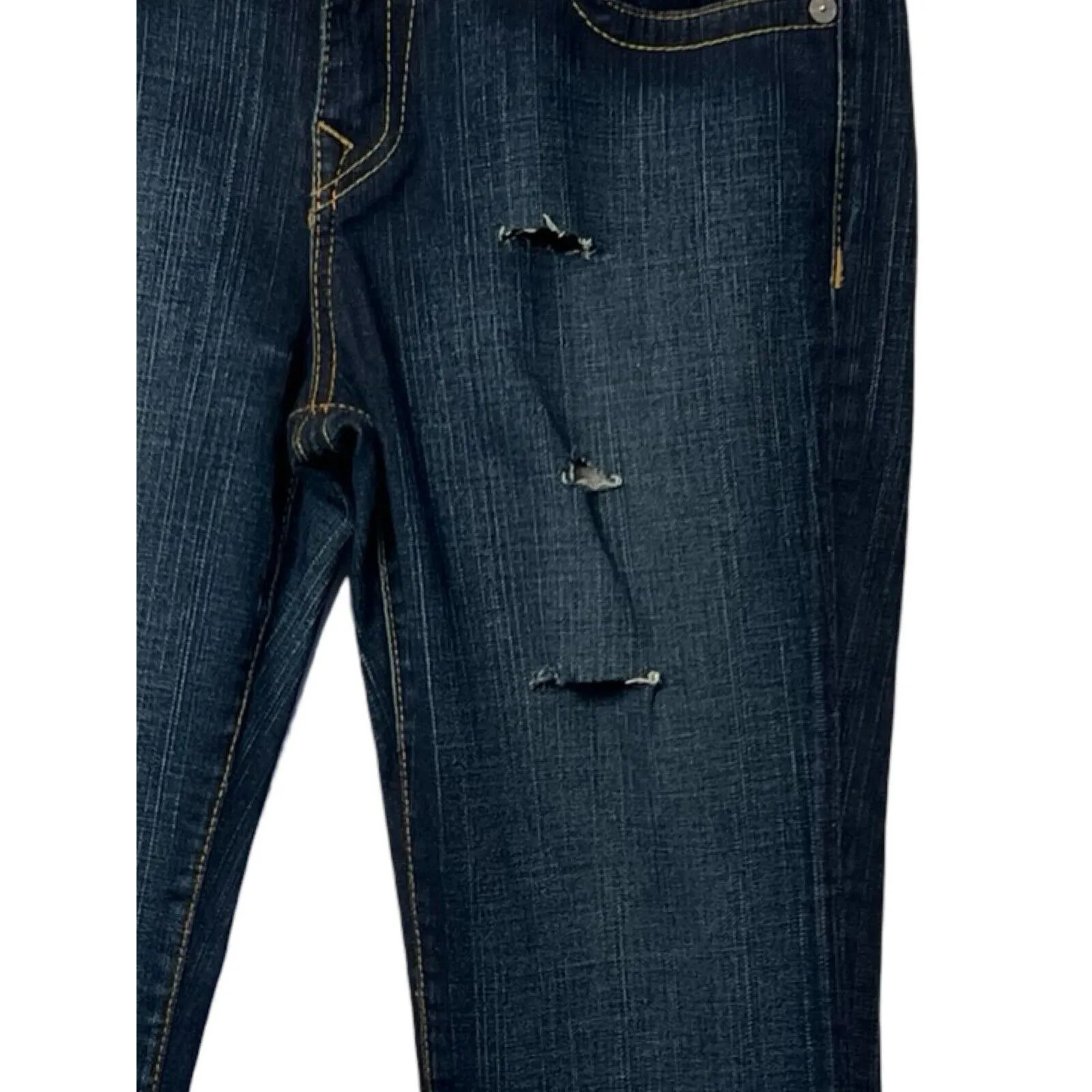 TRUE RELIGION Womens Jeans Size 32" Becky Jean Blue Bootcut Dark Wash Distressed - Image 9