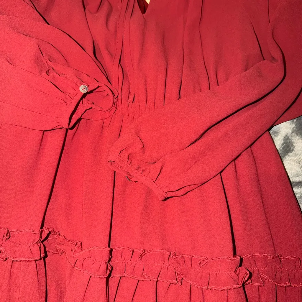 JODIFL Vibrant Rusty Red Pleated Dress Indie Hobo Size Small NWT - Image 7