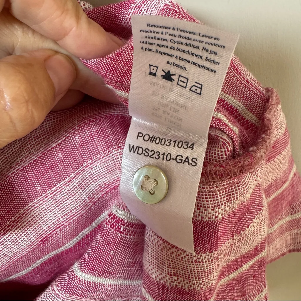 Faherty Isha Sleevless Dress Stripe Linen Mini Sundress Resort sz Small - Image 9