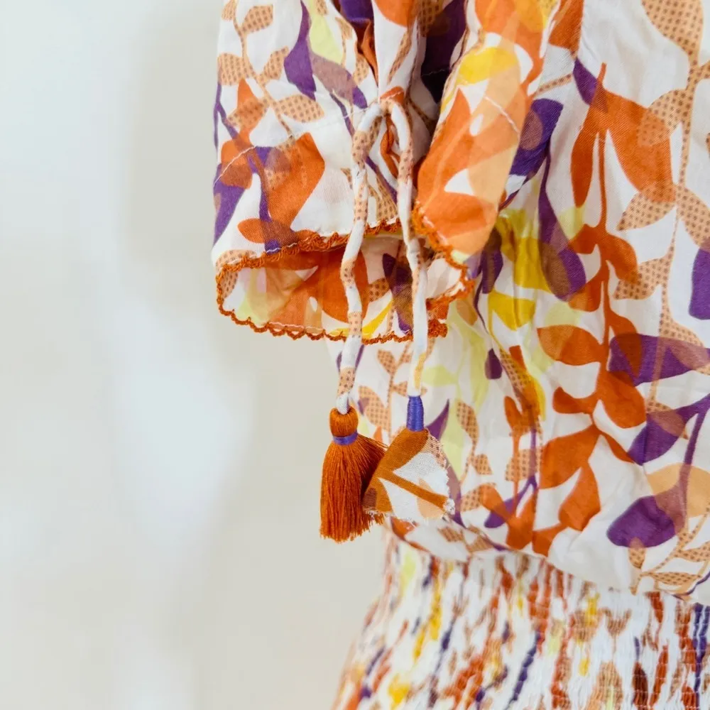 Poupette St Barth short sleeve floral multi button front midi dress NEW - Image 6