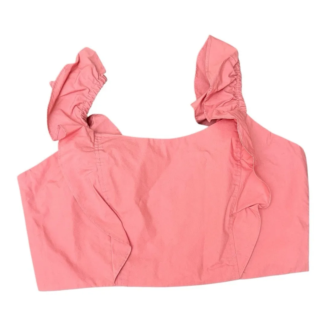 Aritzia wilfred Sandrine ruffle crop tank top blouse sleeveless pink low back 10 - Image 2