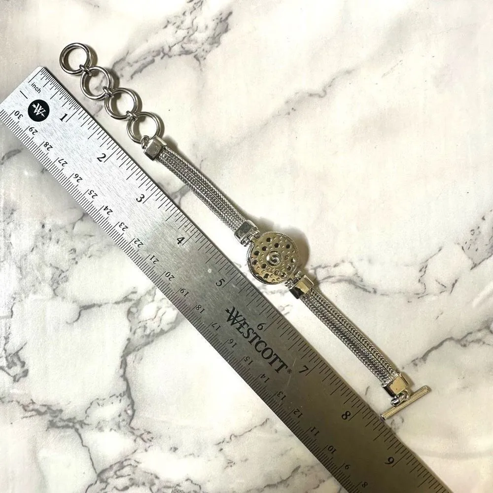 Silver tone pink rhinestone bracelet - Image 6