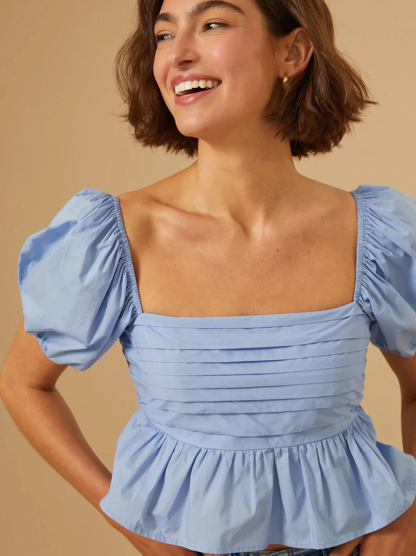 Altar’d State Periwinkle Serenity Smocked Peplum Top Size Small - Image 4