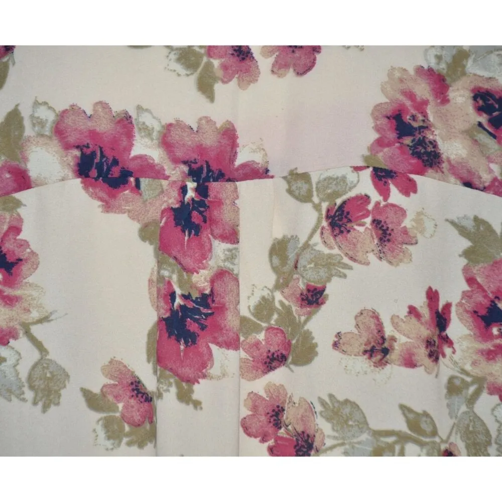 Krazy Kat Chiffon Pink Floral Blouse Roll Tab Sleeve Plus 3X Causal Night Out - Image 7