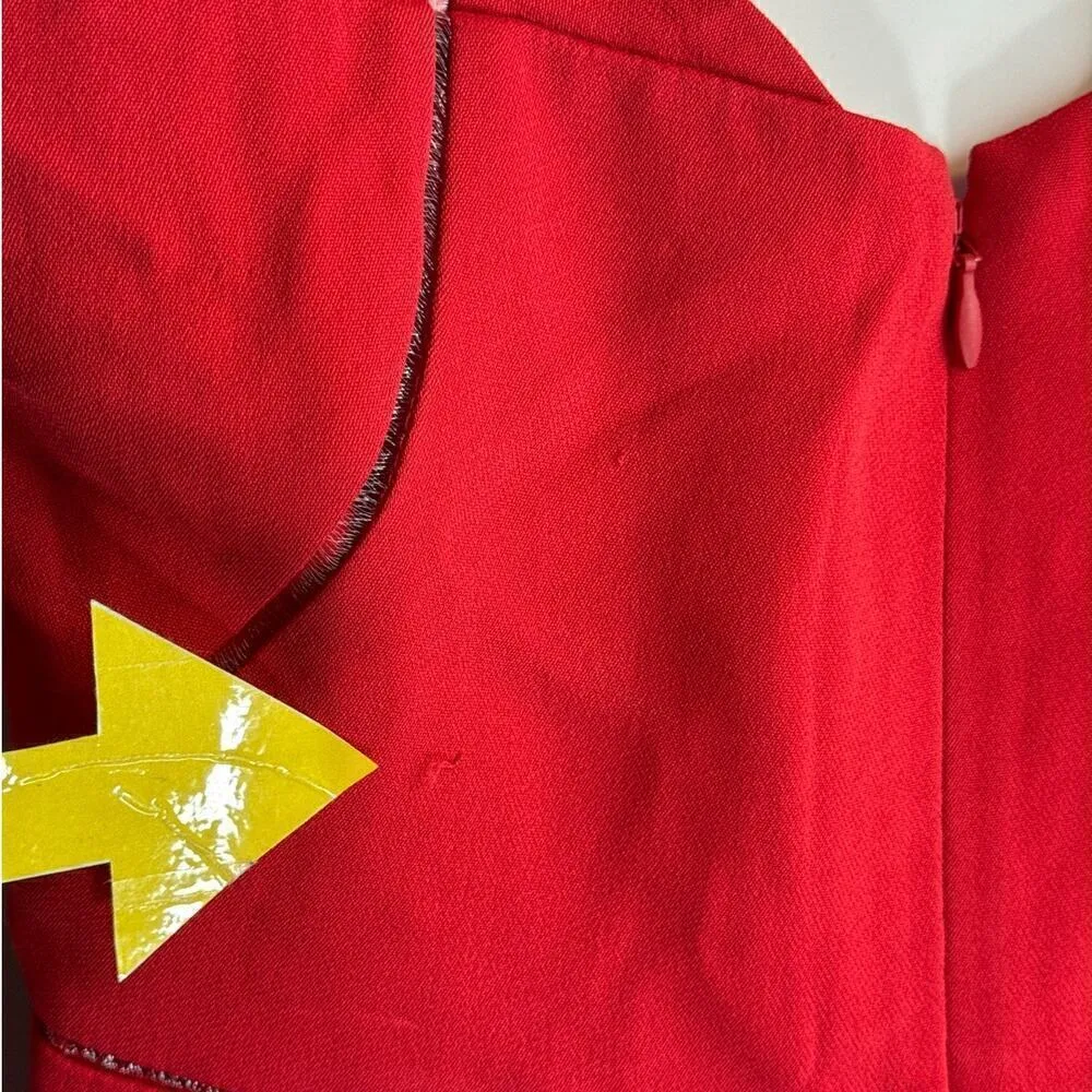 Jonathan Simkhai Crepe Combo Mini Ruffle Dress in Fire‎ Red Size 6 NWT - Image 15