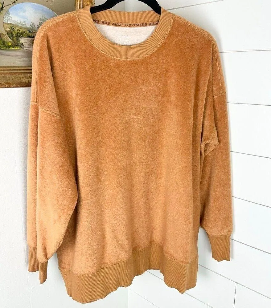 Aerie Oversized Coziest Desert Sweatshirt Size Medium Soft Velour Crewneck - Image 2