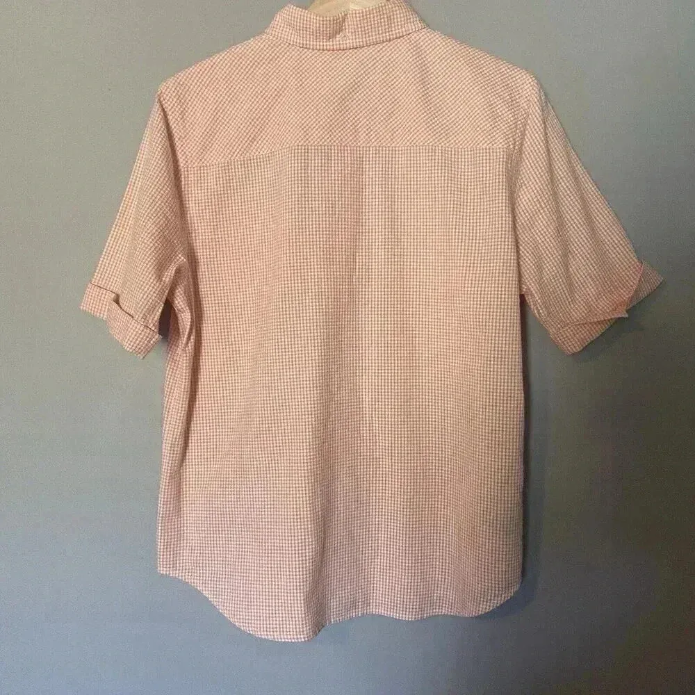 Ralph Lauren Coral Peach Gingham ButtonShort Sleeve Shirt Pants Set Size‎ M /12 - Image 2