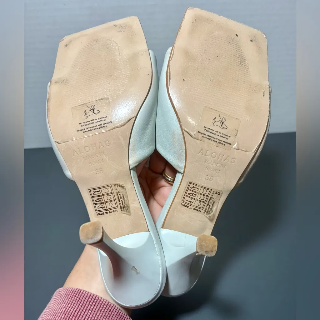 ALOHAS Off White Leather Puffy Mules - Image 6