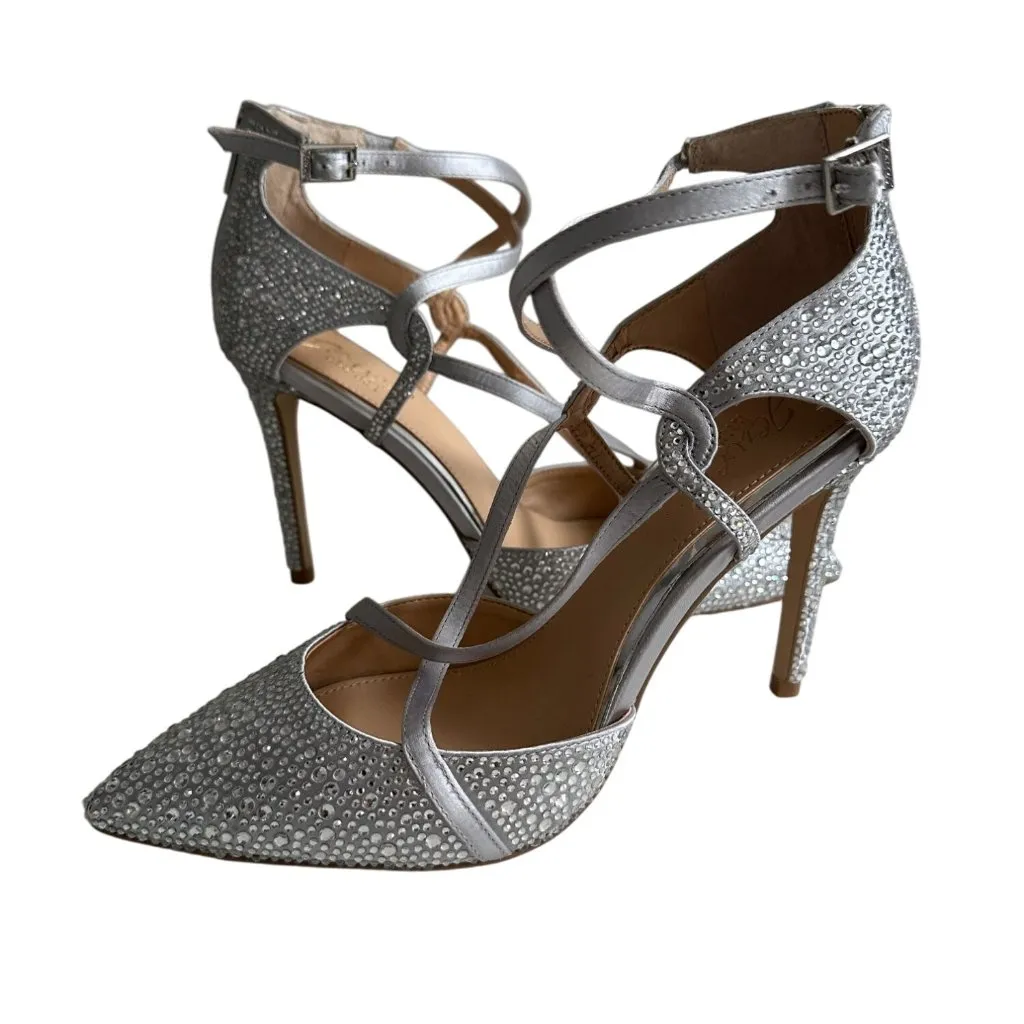 BADGLEY MISCHKA Jewel Silver Heels Size 7.5 NEW without box - Image 3