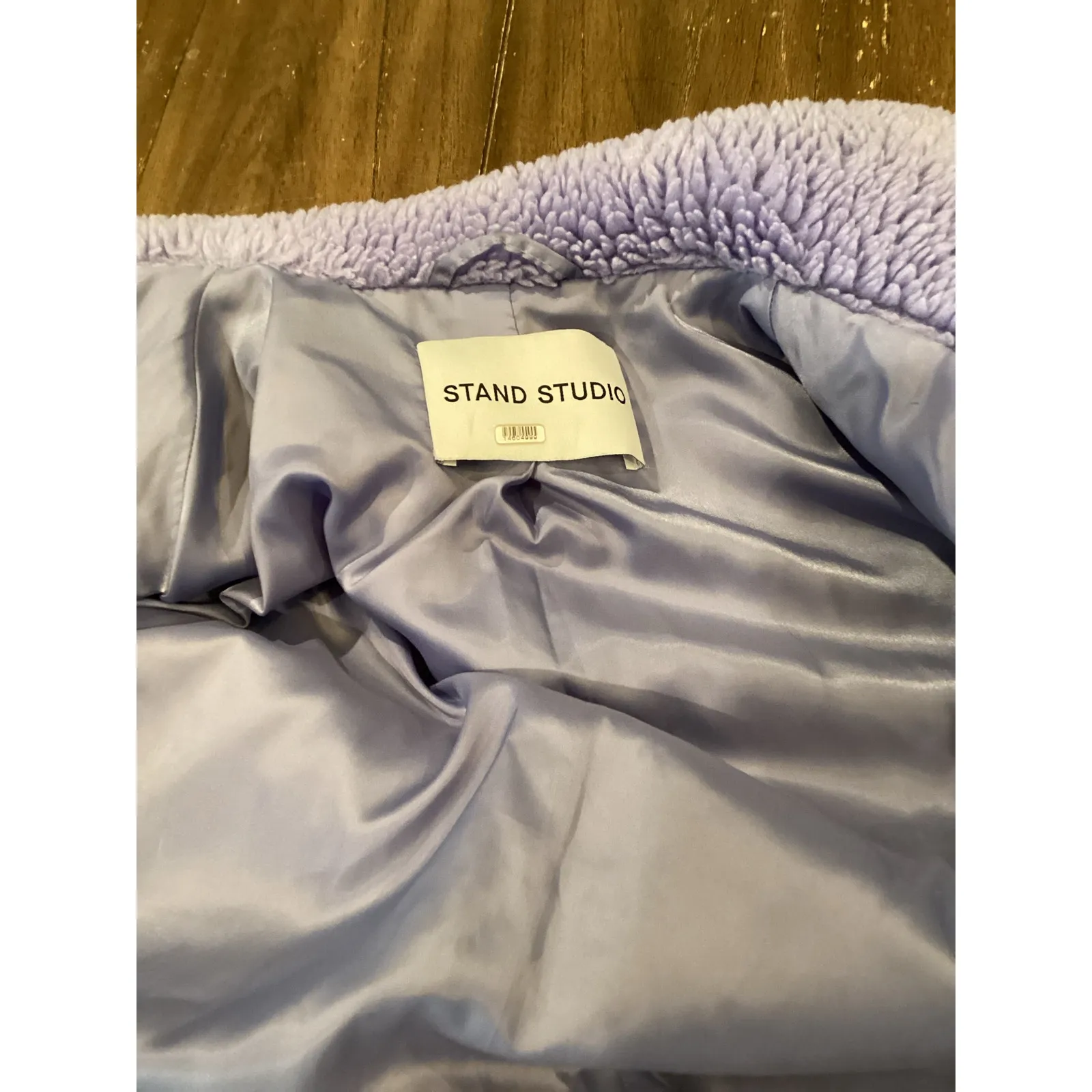 Stand Studio Purple Camille Fuzzy Cocoon Sherpa Faux Fur wool blend Coat 6 / 38 - Image 9