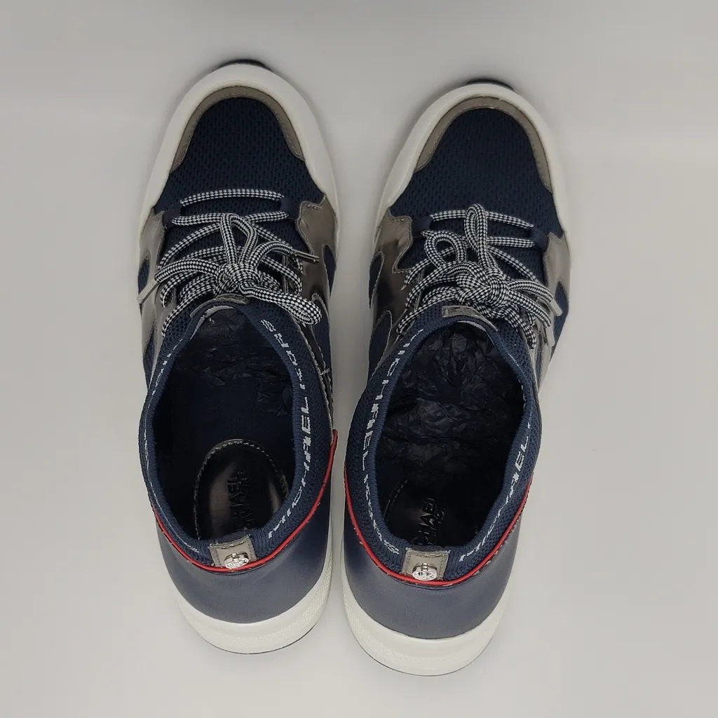 Michael Kors Hilda Knit & Leather Sock Wedge Heel Lace Up Trainers Sneakers Sz 9 - Image 11