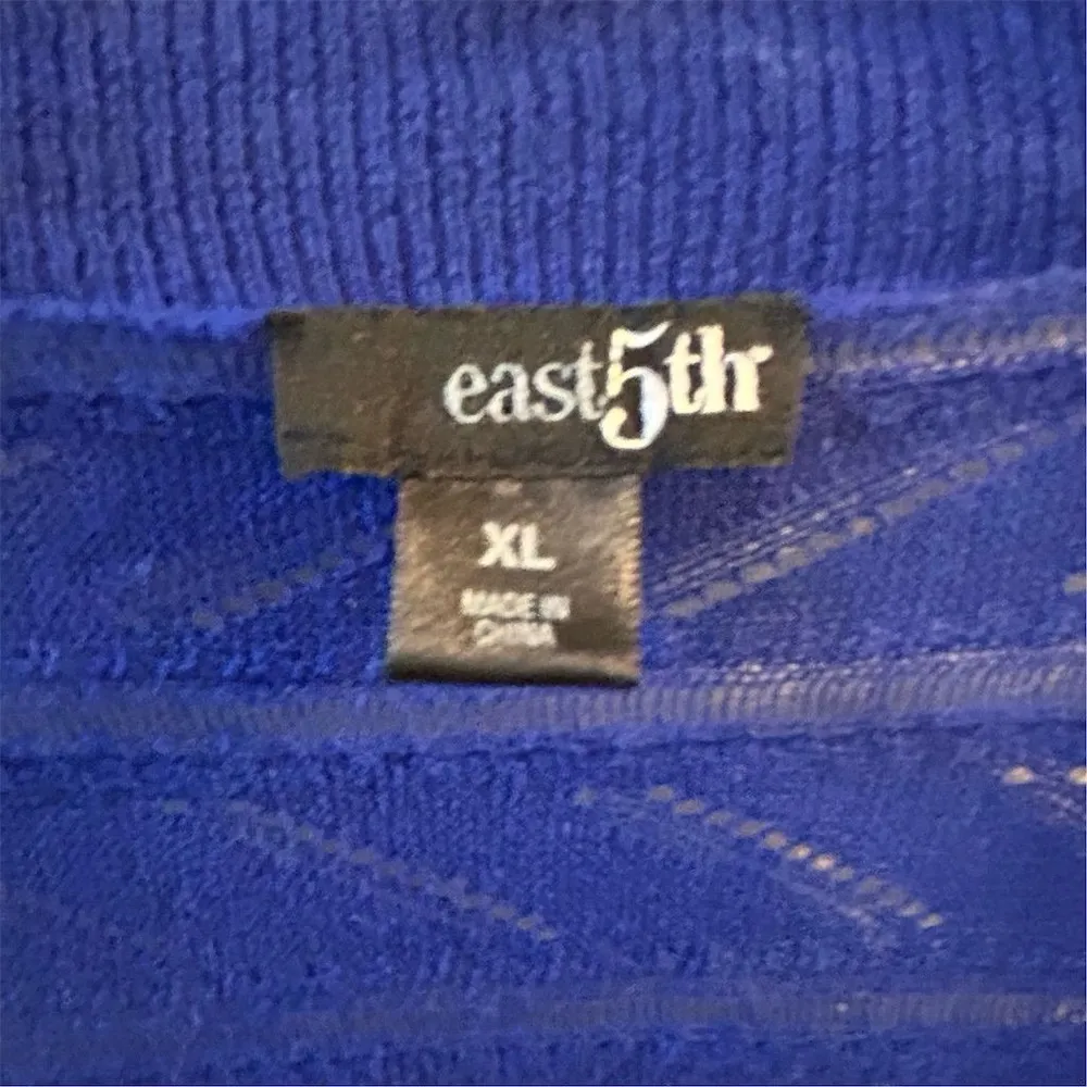 East 5th Women's XL Blue Open Front Cardigan Sweater Casual Short Sleeve - Image 3