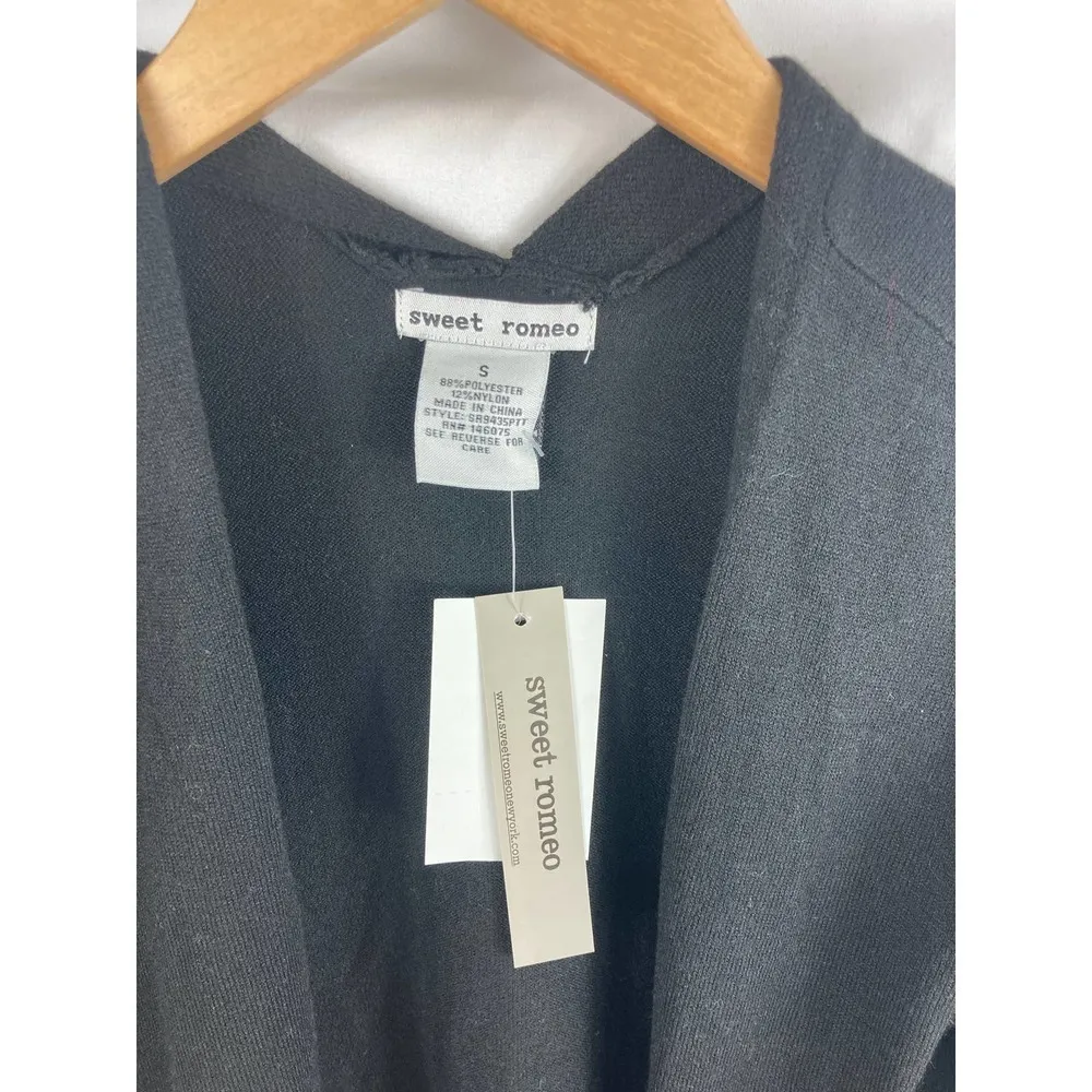 sweet Romeo Simple Open Drape Pocket Knit Mid Thigh Length Cardigan S - Image 4