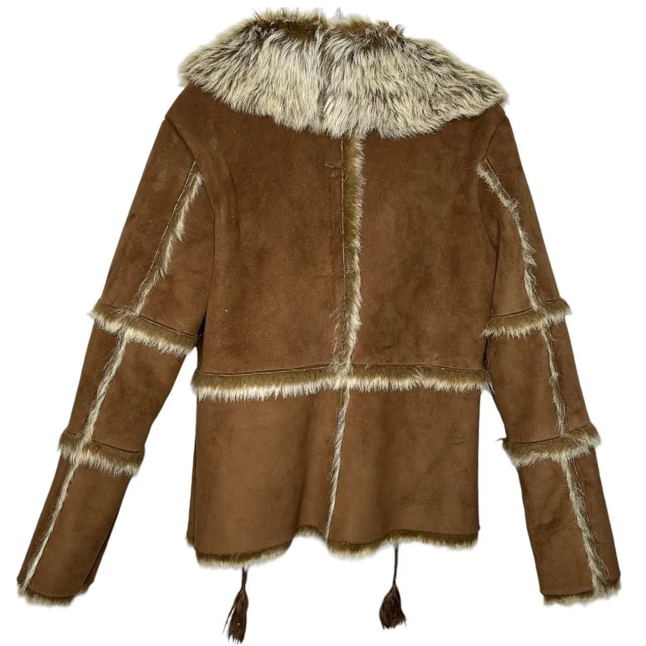 Vintage 90s 1990s y2k 2000s faux fur suede shearling penny lane coat jacket - Image 3