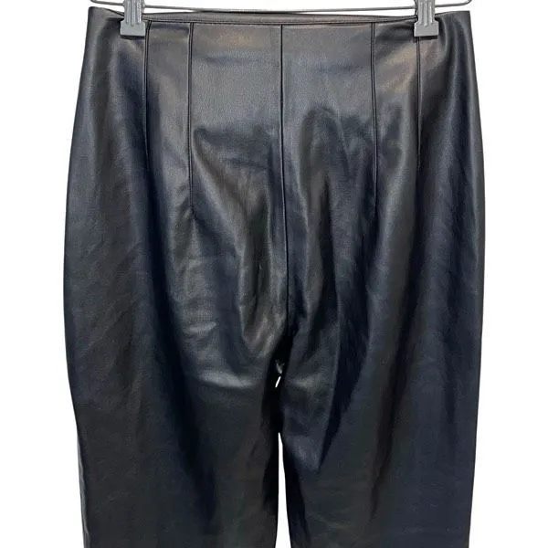 Zara Womens High Rise Faux Leather Pants Black‎ Size Medium NWOT - Image 4