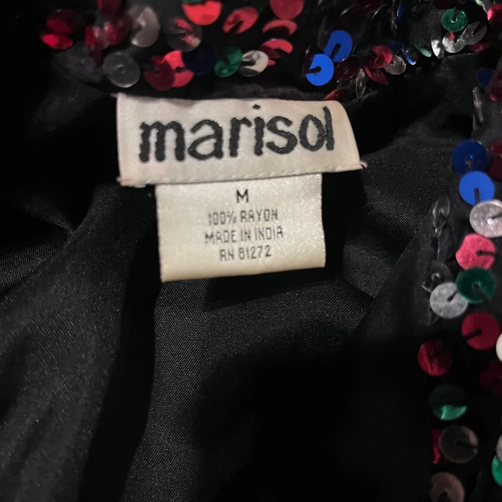 Marisol Colorful Sequin Embellished Jacket medium party holiday sparkling Black - Image 7
