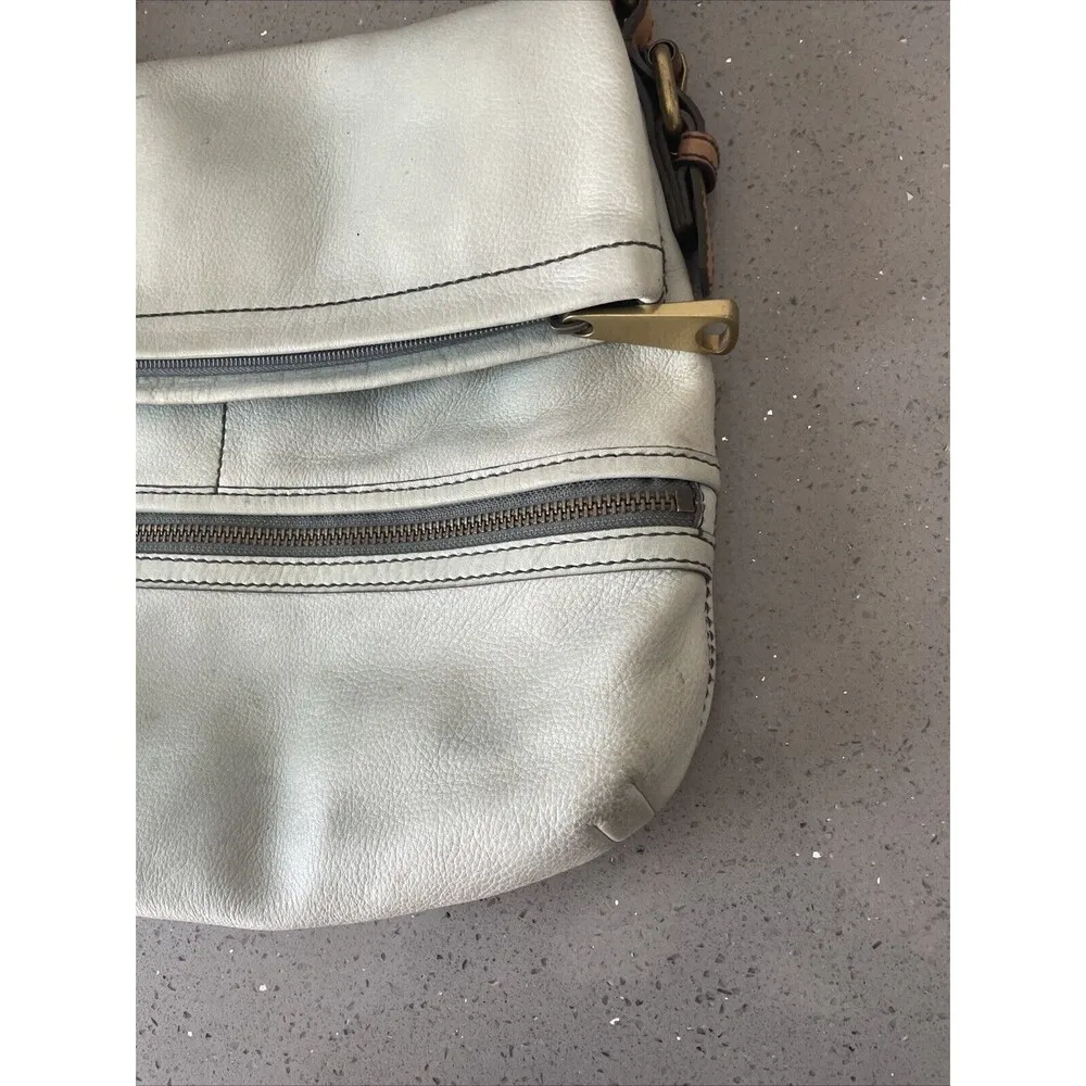 FOSSIL Explorer Flap Foldover Hobo Light blue Leather Slouch Shoulder Bag - Image 10